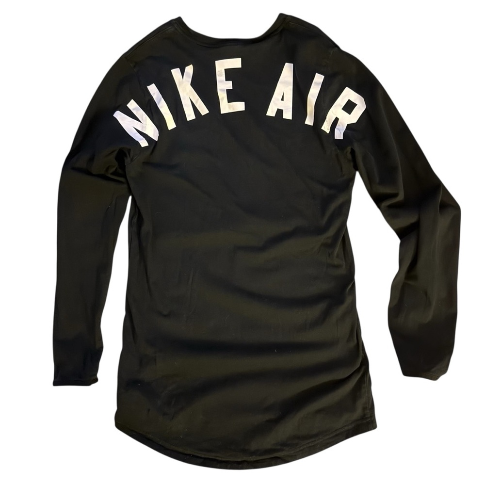 Nike Air Men’s Small Black & White Long Sleeve Big Logo T Shirt Crew Neck